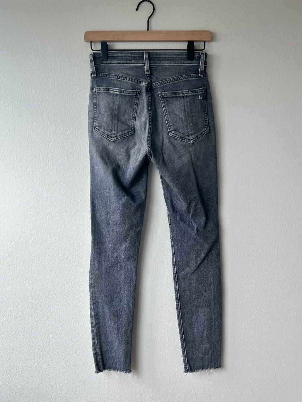 Rag & Bone Nina High Rise Ankle Skinny Jeans Universe Gray Wash Raw Hem 24 - Picture 3 of 9